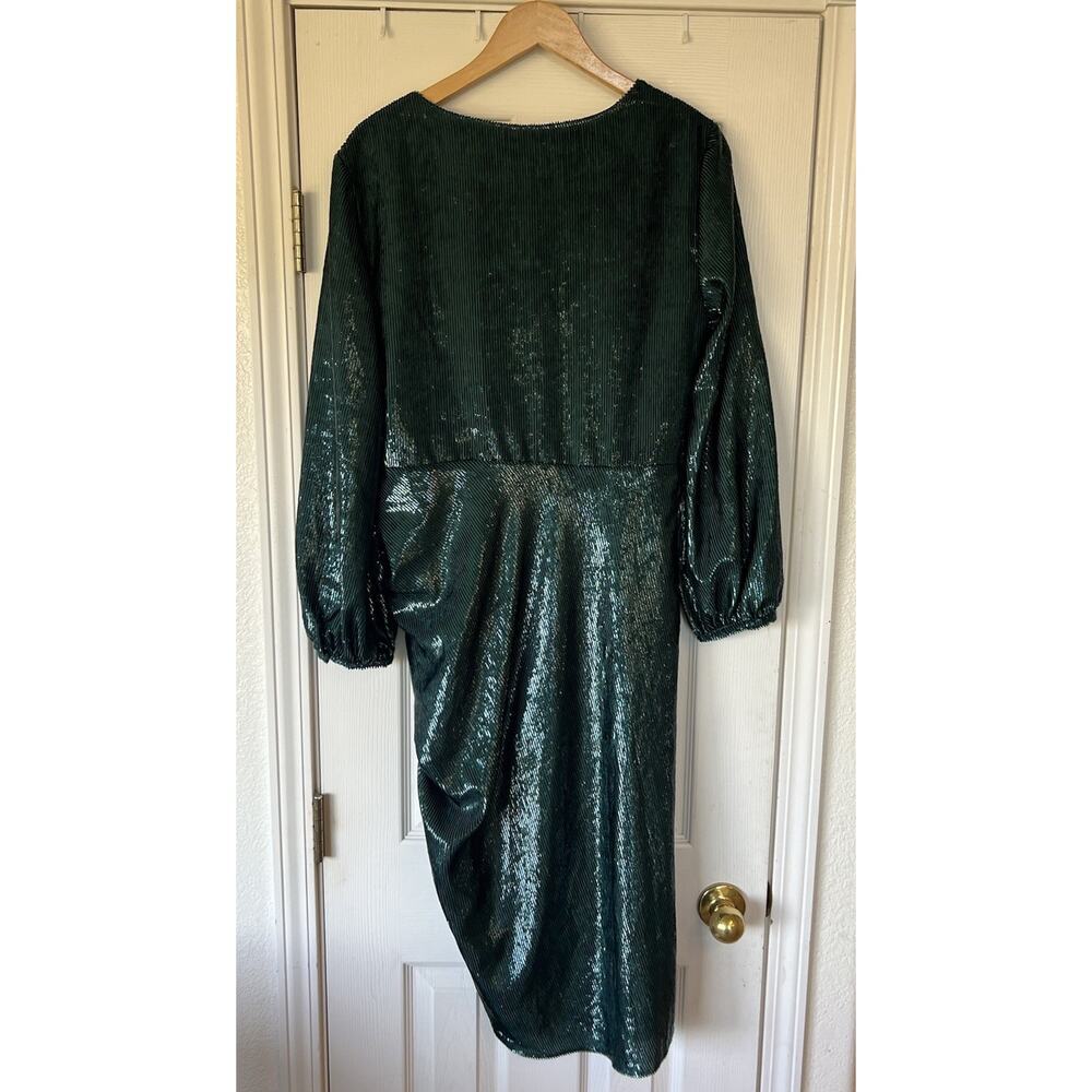 Amanda Uprichard Roma Dress large Green Ansella Burnout Metallic Sparkle NWT - Picture 8 of 9